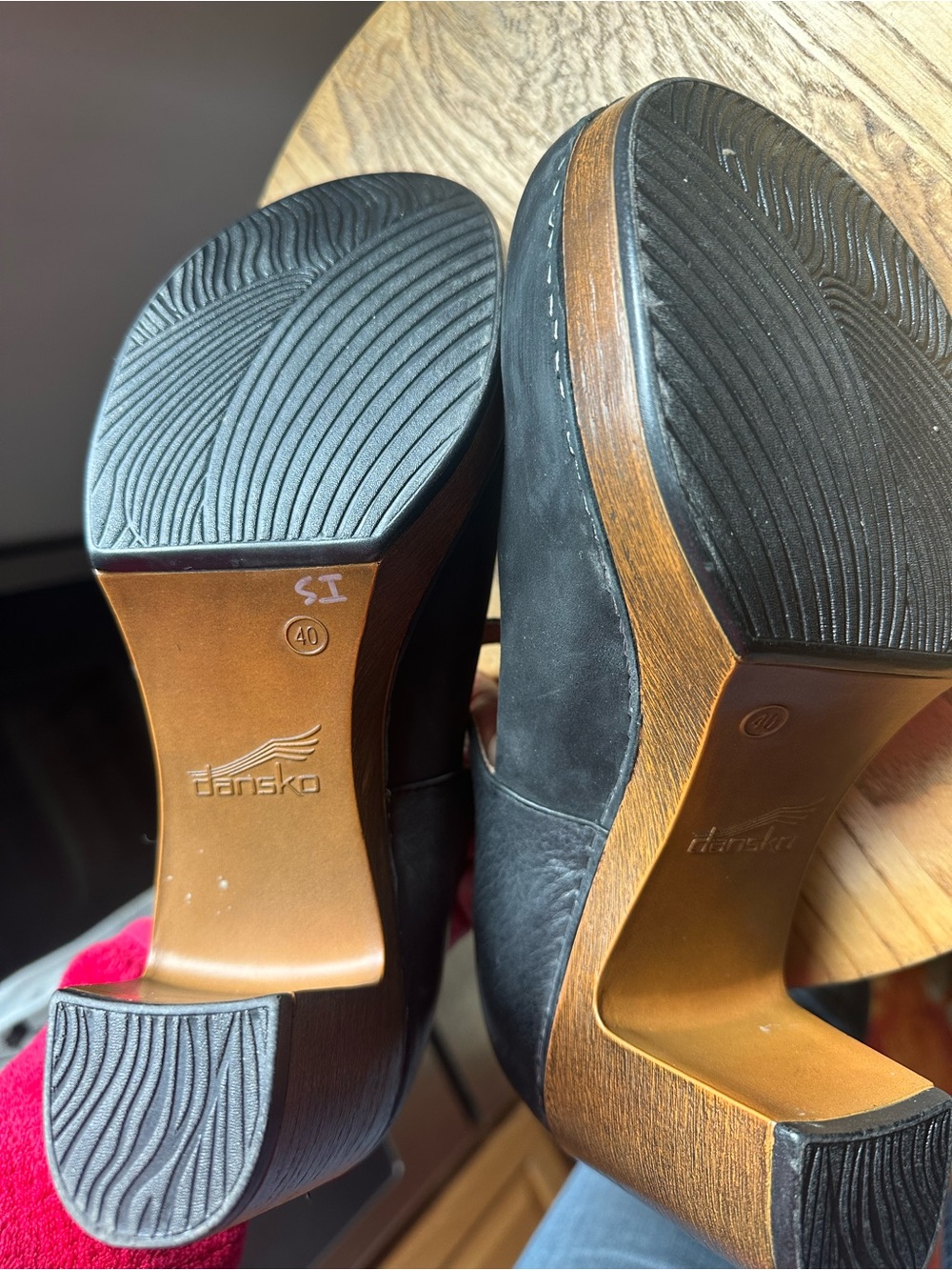 Dansko Black Nubuck Platform Clog Heels
